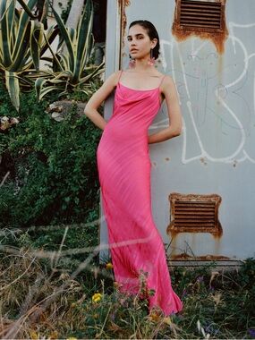 Rat & Boa Cerise Hot Pink Cowl Neck Maxi Dress